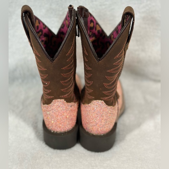 SMOKY MOUNTAIN BOOTS Girls Ariel Pink Glitter/Crazy Horse Western Boots (3076) - Picture 3 of 9